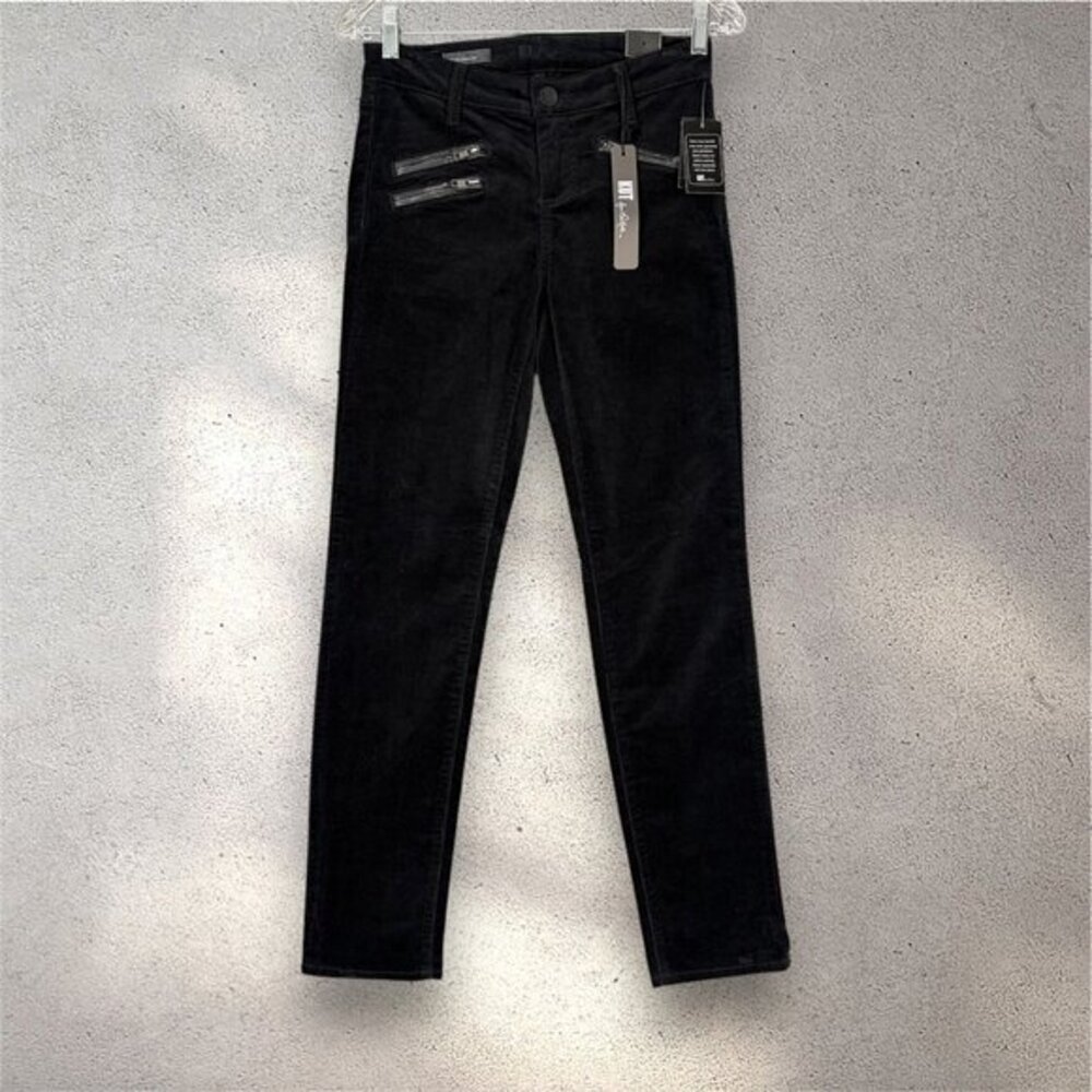 KUT From The Kloth Stevie Straight Leg Pants Women’s 0 Black Corduroy Y2k Preppy